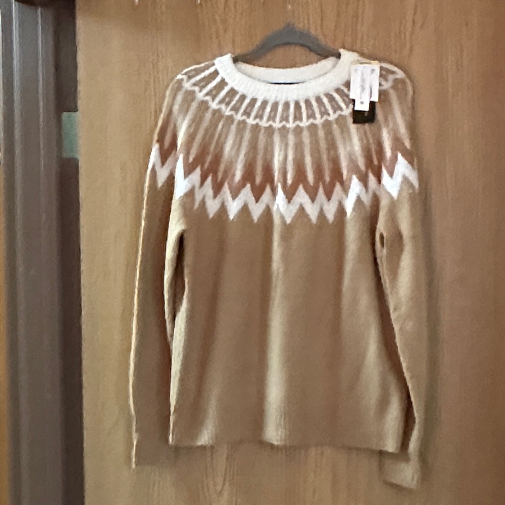 French Connection Beige and White Patterned Sweater